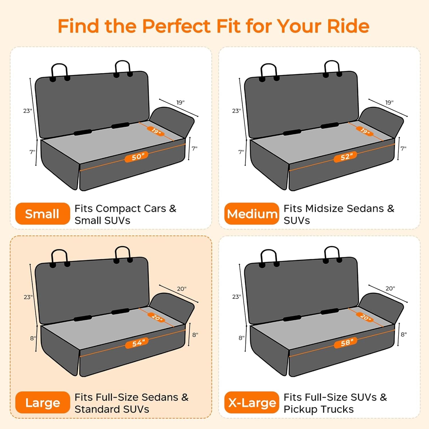100% Waterproof Pet Seat Cover Car Seat Cover for Pets - Scratch Proof & Nonslip Backing & Hammock, Quilted, Padded, Durable Pet Seat Covers for Cars Trucks and Suvs