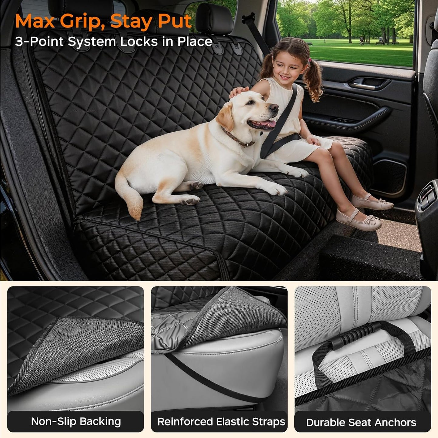 100% Waterproof Pet Seat Cover Car Seat Cover for Pets - Scratch Proof & Nonslip Backing & Hammock, Quilted, Padded, Durable Pet Seat Covers for Cars Trucks and Suvs