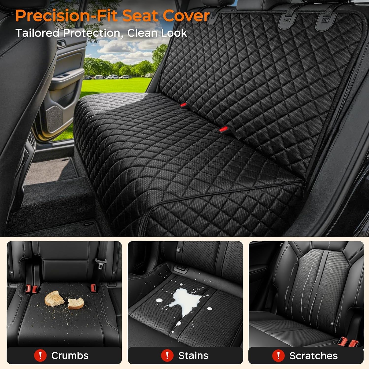 100% Waterproof Pet Seat Cover Car Seat Cover for Pets - Scratch Proof & Nonslip Backing & Hammock, Quilted, Padded, Durable Pet Seat Covers for Cars Trucks and Suvs